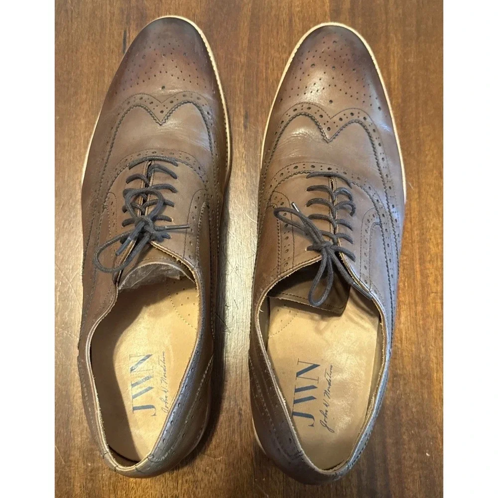 JWN John W Nordstrom Preston Men's 15 M Brown Leather Wingtip Oxford Dress Shoes